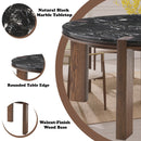 Estella Black/Walnut Round Dining Table w/Marble Top - Ornate Home