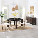 Estella Black/Walnut Round Dining Table w/Marble Top - Ornate Home