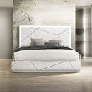 Esther White/Silver Eastern King Bed w/LED - Ornate Home