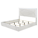 Esther White/Silver Eastern King Bed w/LED - Ornate Home