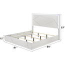 Esther White/Silver Eastern King Bed w/LED - Ornate Home