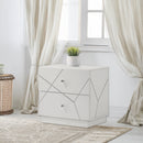 Esther White/Silver Nightstand - Ornate Home