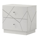 Esther White/Silver Nightstand - Ornate Home