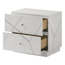 Esther White/Silver Nightstand - Ornate Home