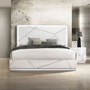 Esther White/Silver Queen Bed w/LED - Ornate Home