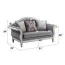 Florian Gray & Antique White Loveseat W/3 Pillows - Ornate Home