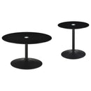 Ganso Black 2-piece Round Glass Top Coffee and End Table Set - Ornate Home