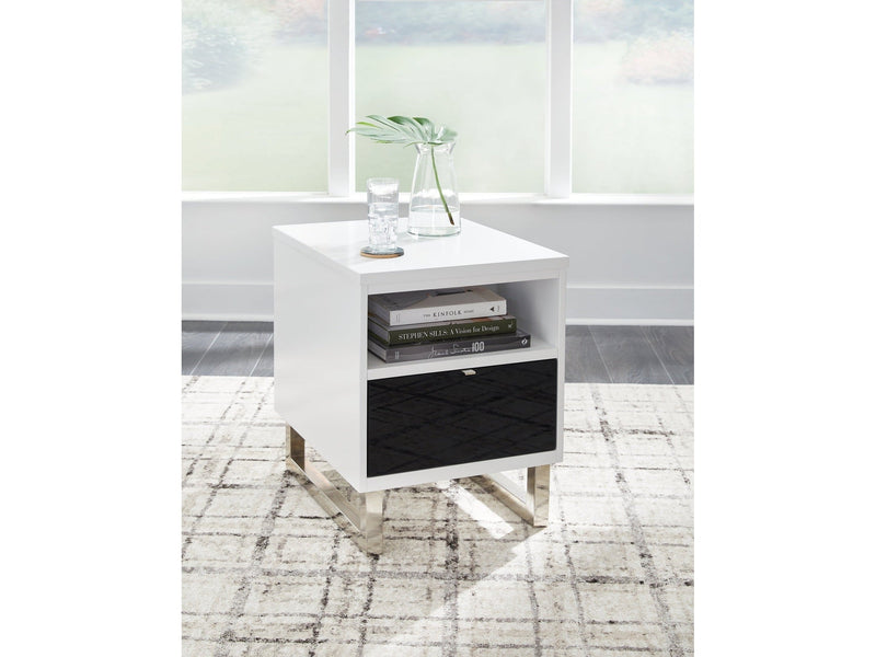 Gardoni White/Black Chairside End Table - Ornate Home