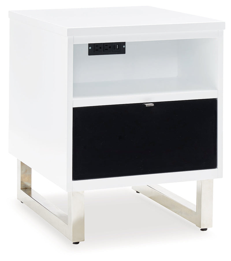 Gardoni White/Black Chairside End Table - Ornate Home