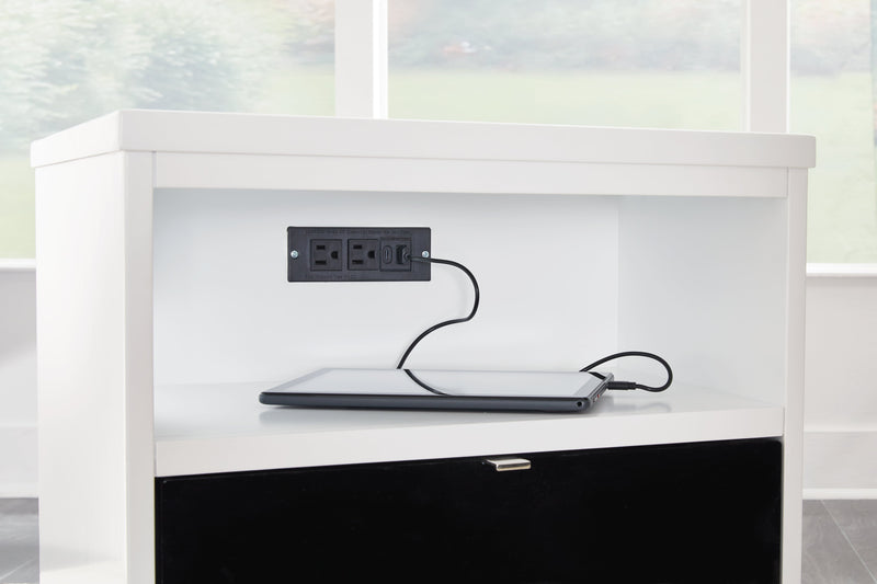 Gardoni White/Black Chairside End Table - Ornate Home