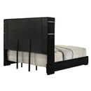 Garner Black/Gray EK Bed w/Fireplace, LED, Reading Light, Speaker, Bluetooth, USB - Ornate Home