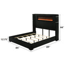 Garner Black/Gray EK Bed w/Fireplace, LED, Reading Light, Speaker, Bluetooth, USB - Ornate Home