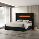 Garner Black/Gray Queen Bed w/Fireplace, LED, Reading Light, Speaker, Bluetooth, USB - Ornate Home