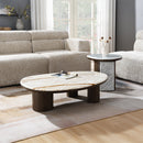 Haidar Natural Marble/Brown End Table - Ornate Home