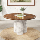 Harvey Engineered Stone/Brown Round Dining Table - Ornate Home