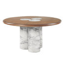 Harvey Engineered Stone/Brown Round Dining Table - Ornate Home