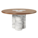 Harvey Engineered Stone/Brown Round Dining Table - Ornate Home