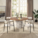 Harvey Engineered Stone/Brown Round Dining Table - Ornate Home