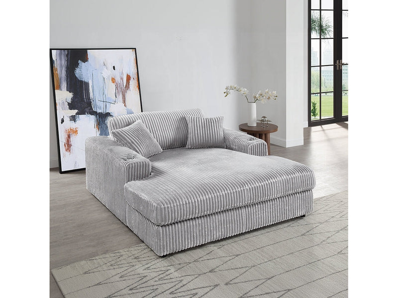 Hilde Beige Jumbo Corduroy Chaise w/2 Pillows - Ornate Home