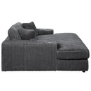 Hilde Gray Jumbo Corduroy Chaise w/2 Pillows - Ornate Home
