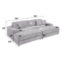 Hilde Light Gray Jumbo Corduroy Double Chaise Sectional - Ornate Home