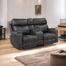 Hirah Dark Gray Motion Loveseat W/Console & Usb Port - Ornate Home