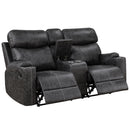 Hirah Dark Gray Motion Loveseat W/Console & Usb Port - Ornate Home