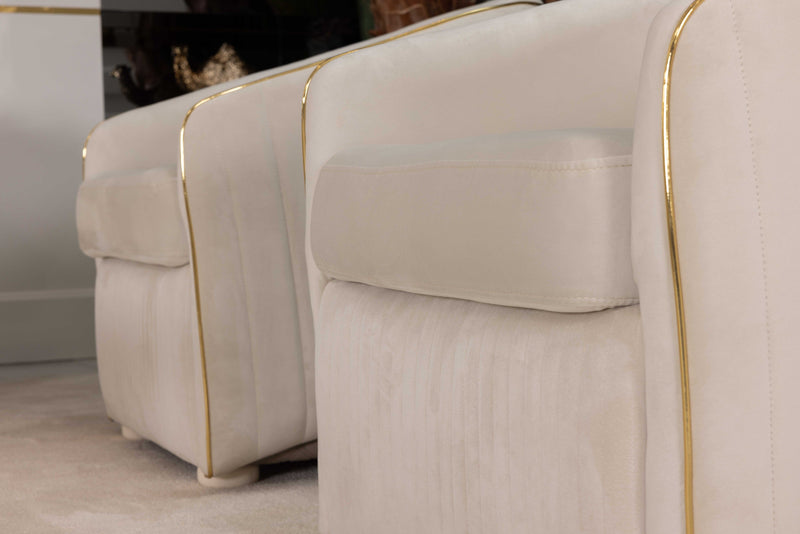 Inci Ivory Velvet Living Room Set / 4pc - Ornate Home