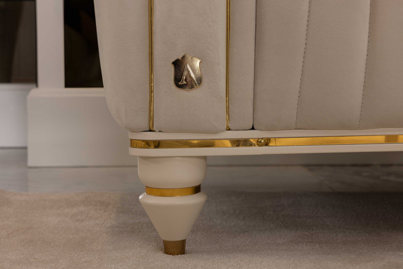 Inci Ivory Velvet Sofa - Ornate Home