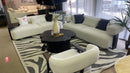 Indigo White & Black Oak Sofa w/ Attached Side Table - Ornate Home