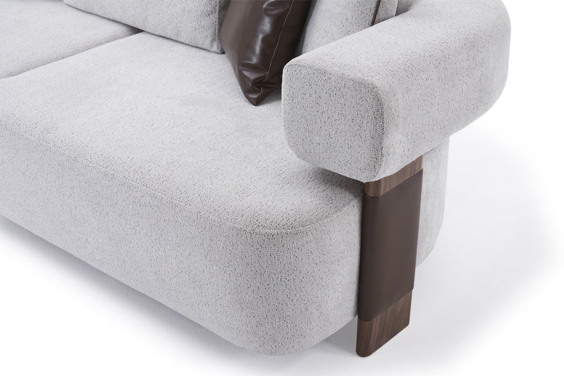 Indigo White & Walnut Sofa - Ornate Home