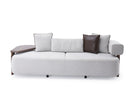 Indigo White & Walnut Sofa w/ Attached Side Table - Ornate Home