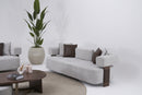Indigo White & Walnut Sofa w/ Attached Side Table - Ornate Home