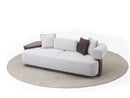 Indigo White & Walnut Sofa w/ Attached Side Table - Ornate Home