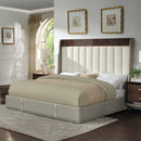 Jamonica Beige/Glossy Wood Grain Top Eastern King Bed - Ornate Home