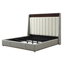 Jamonica Beige/Glossy Wood Grain Top Eastern King Bed - Ornate Home