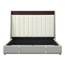 Jamonica Beige/Glossy Wood Grain Top Eastern King Bed - Ornate Home