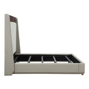 Jamonica Beige/Glossy Wood Grain Top Eastern King Bed - Ornate Home