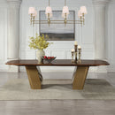 Jamonica Glossy Wood Grain Top/Gold Dining Table - Ornate Home