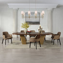 Jamonica Glossy Wood Grain Top/Gold Dining Table - Ornate Home
