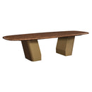 Jamonica Glossy Wood Grain Top/Gold Dining Table - Ornate Home