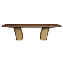 Jamonica Glossy Wood Grain Top/Gold Dining Table - Ornate Home