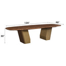 Jamonica Glossy Wood Grain Top/Gold Dining Table - Ornate Home