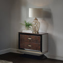 Jamonica Glossy Wood Grain Top/Gold Nightstand w/2 Drawers - Ornate Home