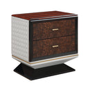 Jamonica Glossy Wood Grain Top/Gold Nightstand w/2 Drawers - Ornate Home