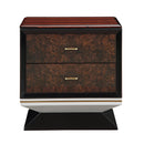 Jamonica Glossy Wood Grain Top/Gold Nightstand w/2 Drawers - Ornate Home