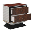 Jamonica Glossy Wood Grain Top/Gold Nightstand w/2 Drawers - Ornate Home