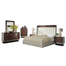 Jamonica Glossy Wood Grain Top/Gold Nightstand w/2 Drawers - Ornate Home