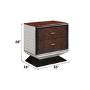 Jamonica Glossy Wood Grain Top/Gold Nightstand w/2 Drawers - Ornate Home