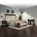 Jamonica Gray/Glossy Wood Grain Top Vanity Desk - Ornate Home